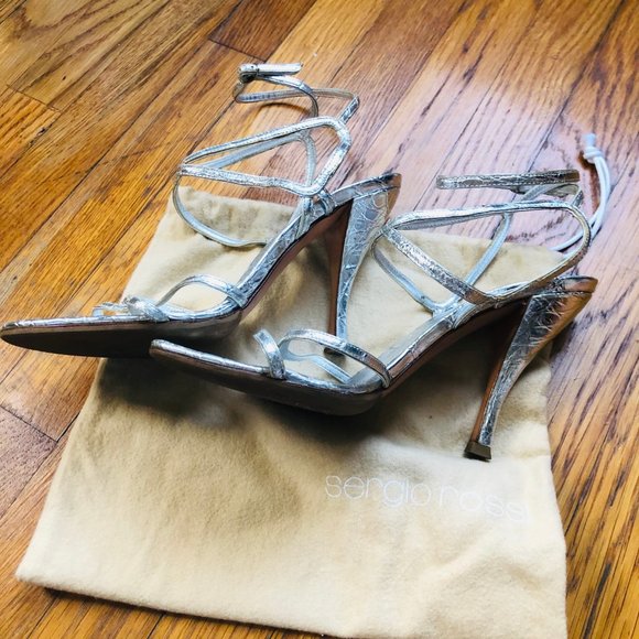 Sergio Rossi silver strappy leather heels - Picture 3 of 16
